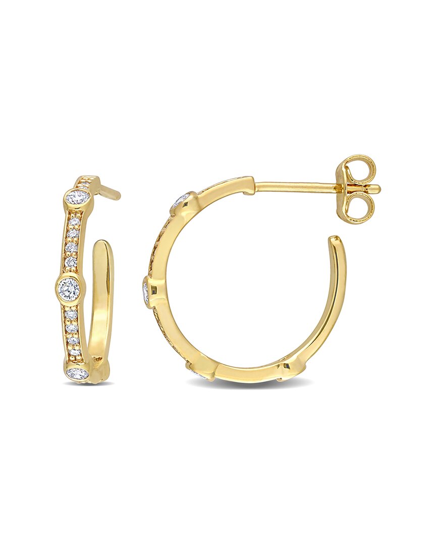 Lab Grown Diamonds 18k Over Silver 0.41 Ct. Tw. Lab Grown Diamond Open Hoops In Gold