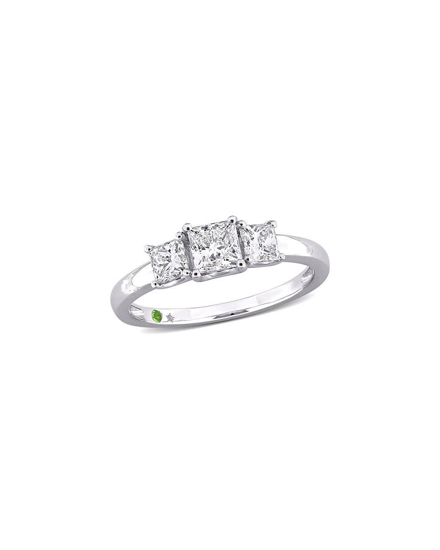 Lab Grown Diamonds 14k 1.01 Ct. Tw. Lab Grown Diamond & Tsavorite Ring In White