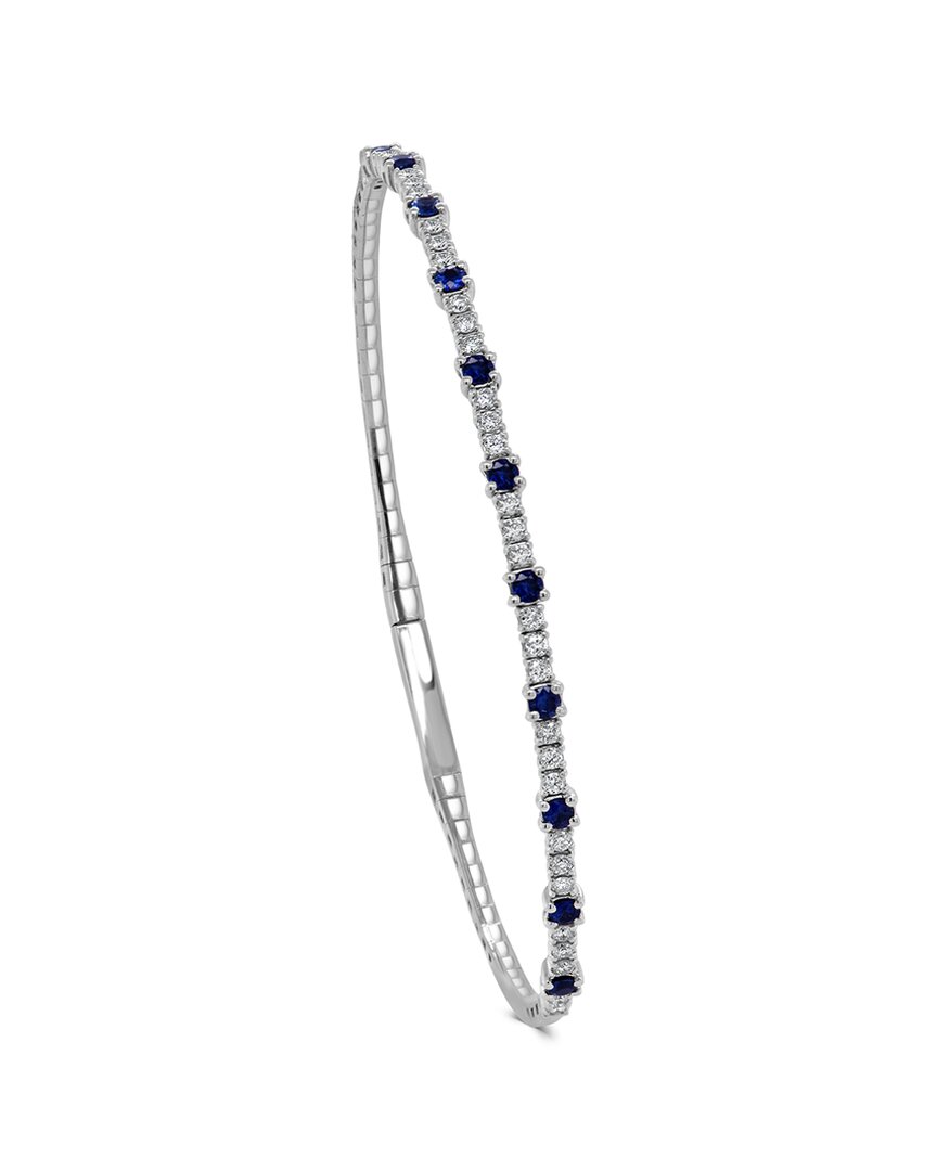 Sabrina Designs 14k 1.11 Ct. Tw. Diamond & Sapphire Flexible Bangle Bracelet In Metallic