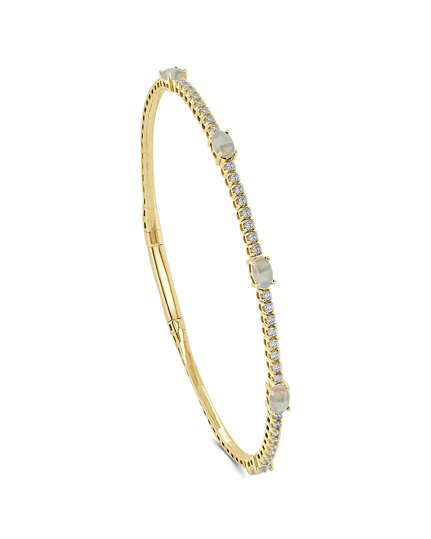 Shop Sabrina Designs 14k 1.20 Ct. Tw. Diamond & Opal Station Bangle Bracelet