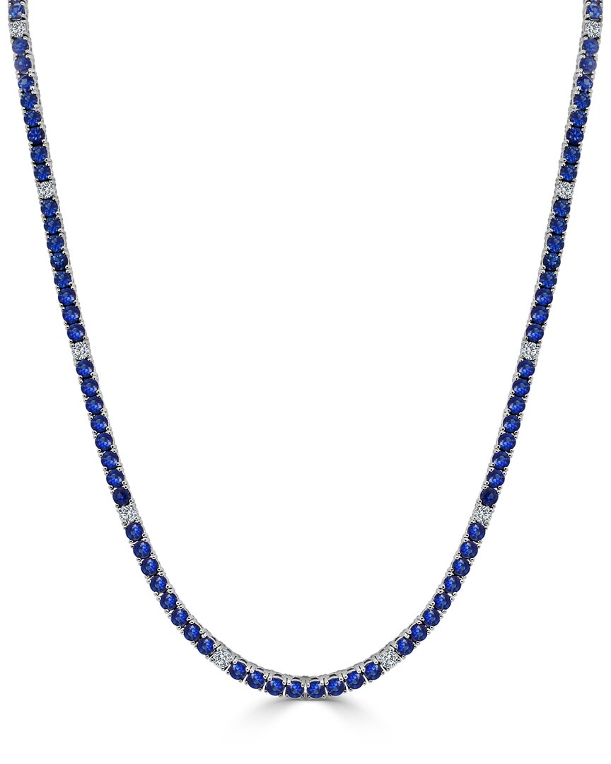Sabrina Designs 14k 8.52 Ct. Tw. Diamond & Sapphire Tennis Necklace In Blue