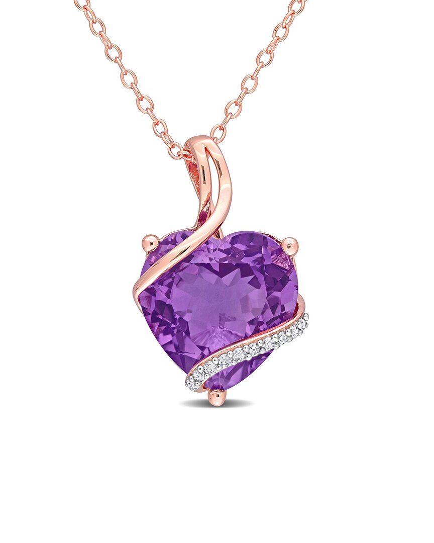 Rina Limor Rose Gold Plated 6.55 Ct. Tw. Diamond & Amethyst Necklace