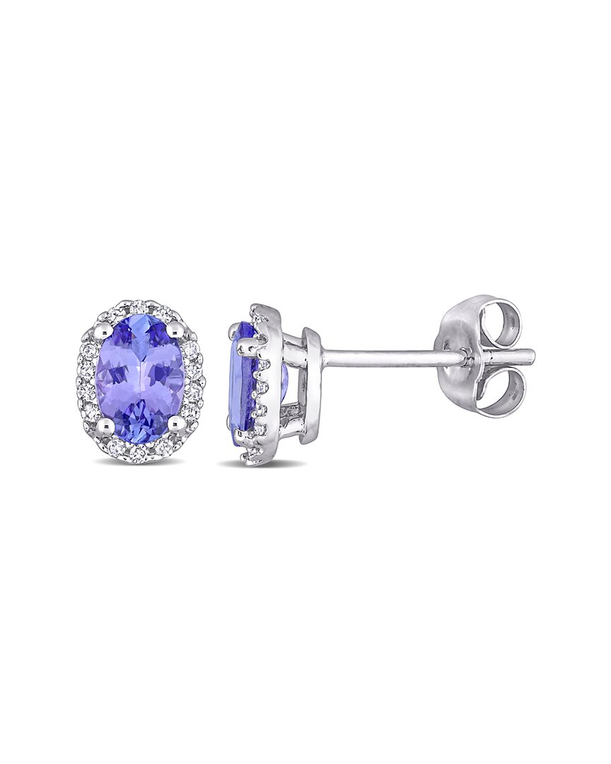 Rina Limor 10k 0.98 Ct. Tw. Diamond & Tanzanite Oval Halo Earrings