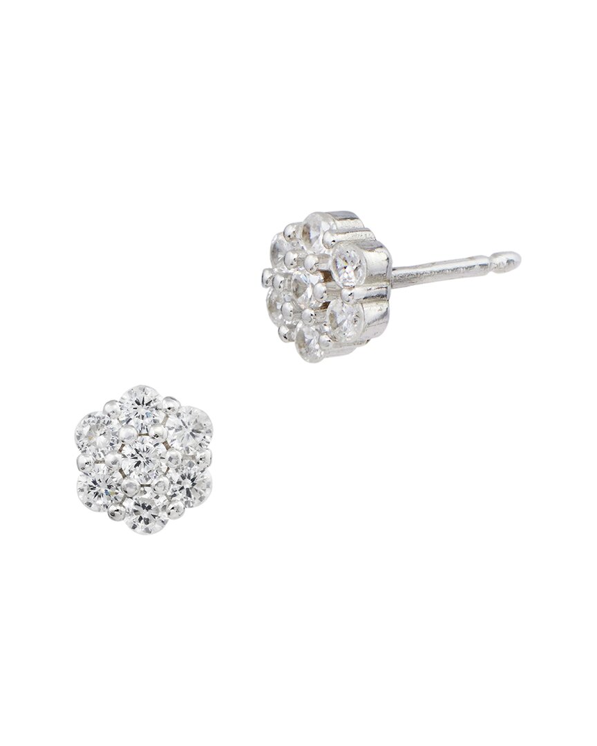 Savvy Cie Silver Cz Cluster Studs In Metallic