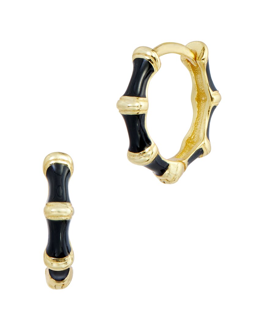 Savvy Cie 18k Over Silver Hoops In Black