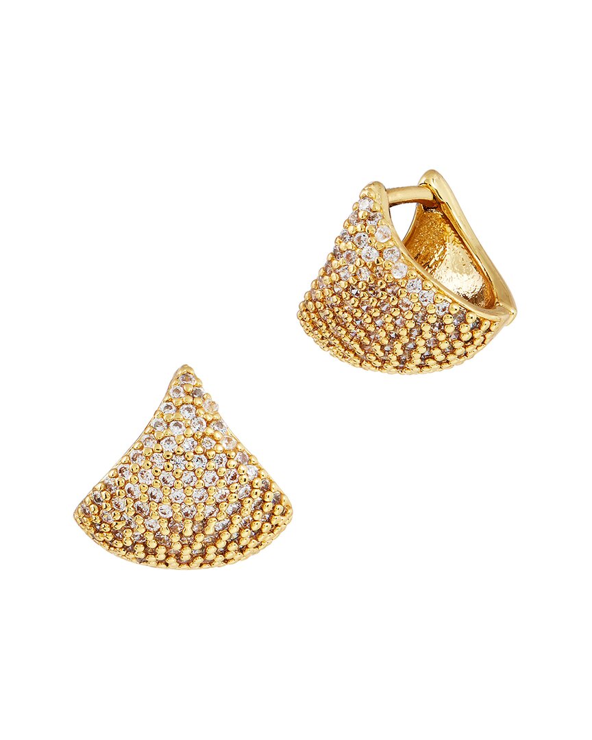 Savvy Cie 18k Over Silver Cz Earrings In Gold