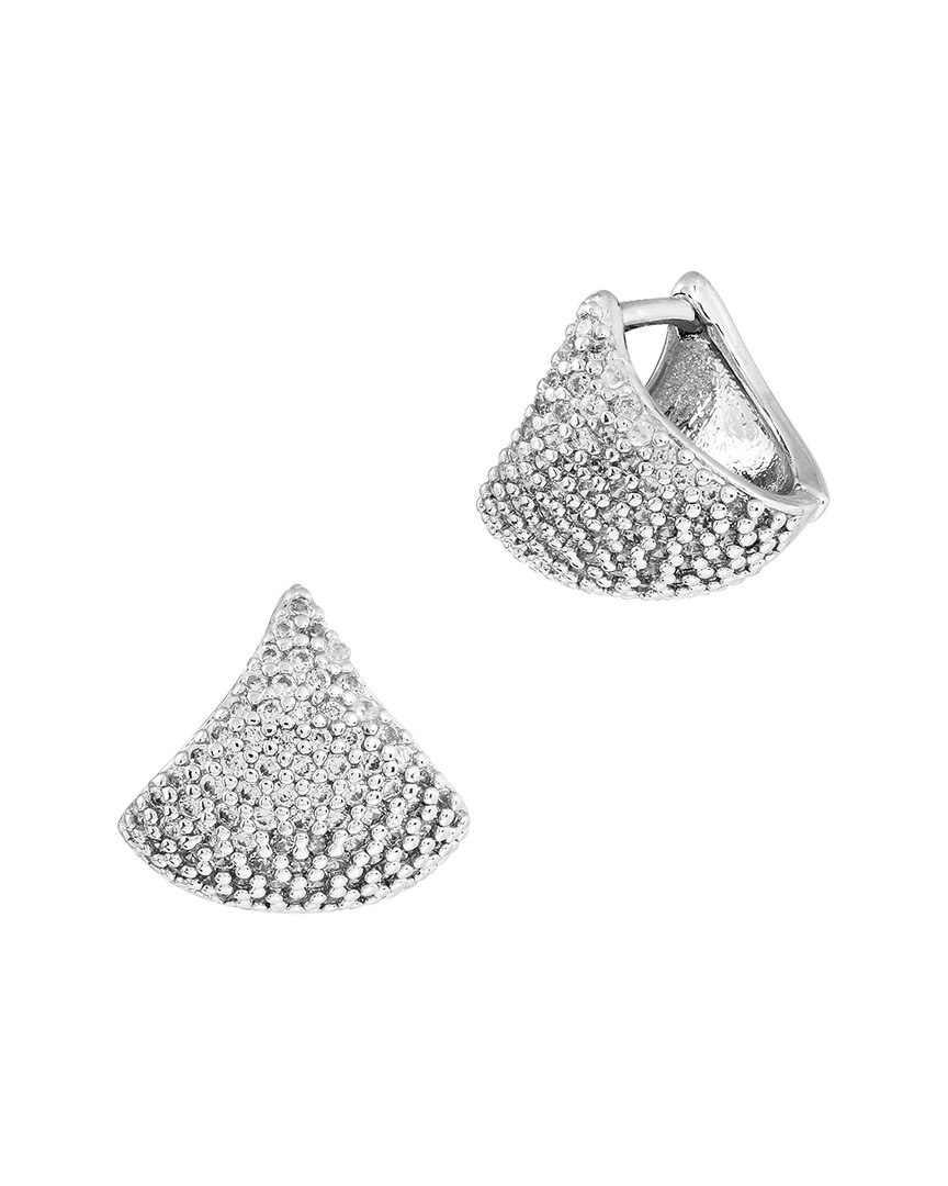 Savvy Cie Silver Cz Fan Earrings In Metallic