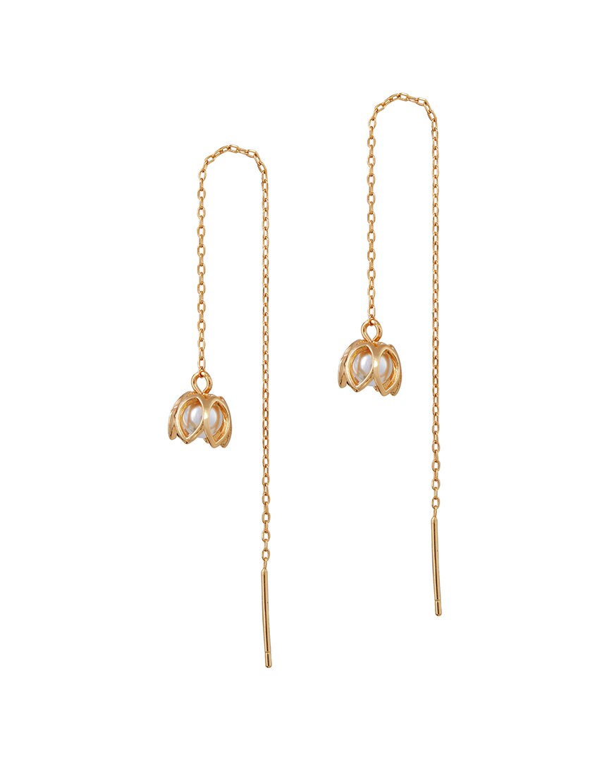 Savvy Cie 18k Over Silver 4mm Threader Earrings In Gold