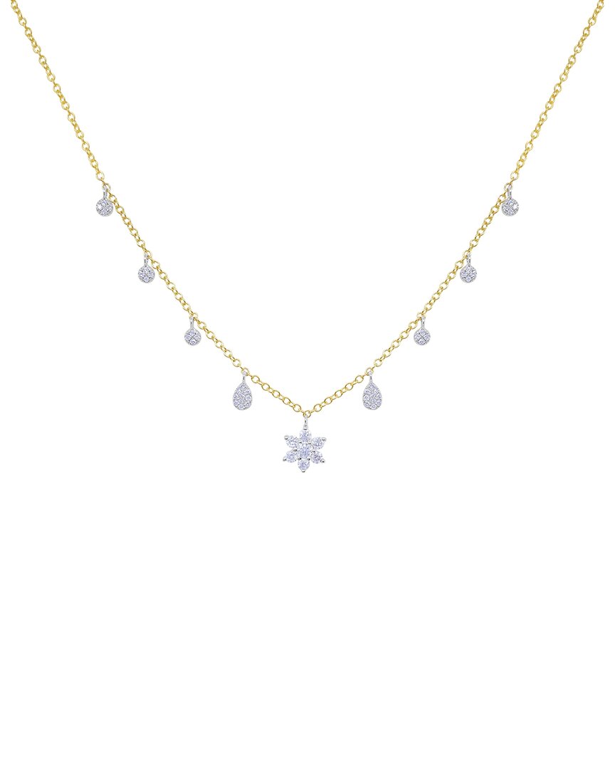 MEIRA T MEIRA T 14K TWO-TONE 0.35 CT. TW. DIAMOND FLOWER CHARM NECKLACE