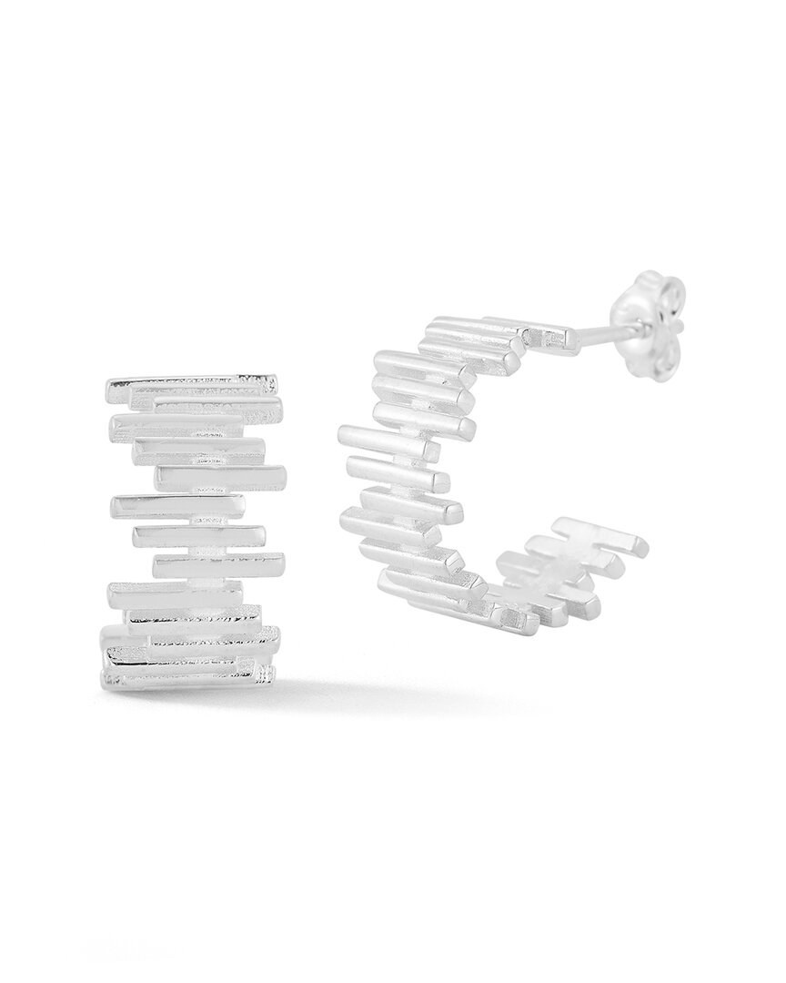 Sphera Milano Silver Ribbed Huggie Hoops