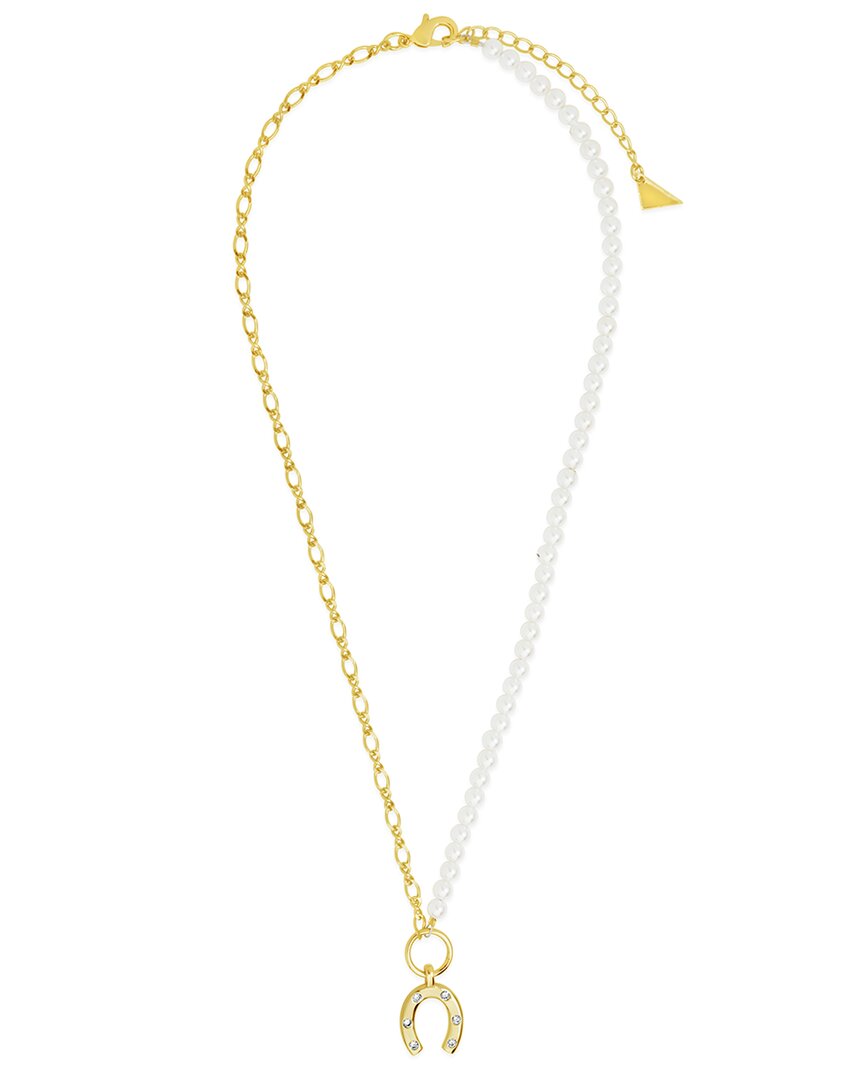 Sterling Forever 14k Plated 4mmmm Pearl Cz Elva Necklace