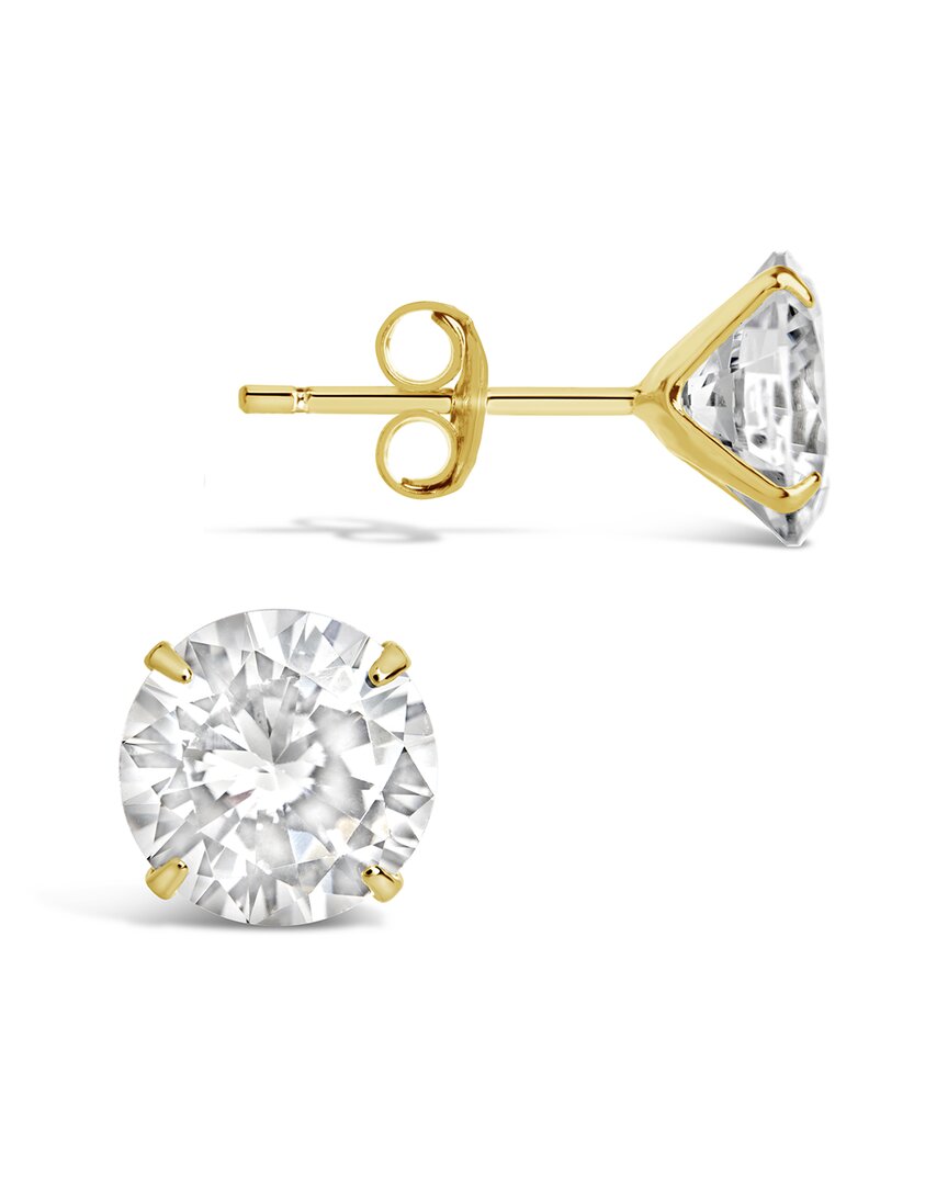 Sterling Forever 14k Over Silver Cz Studs In Gold