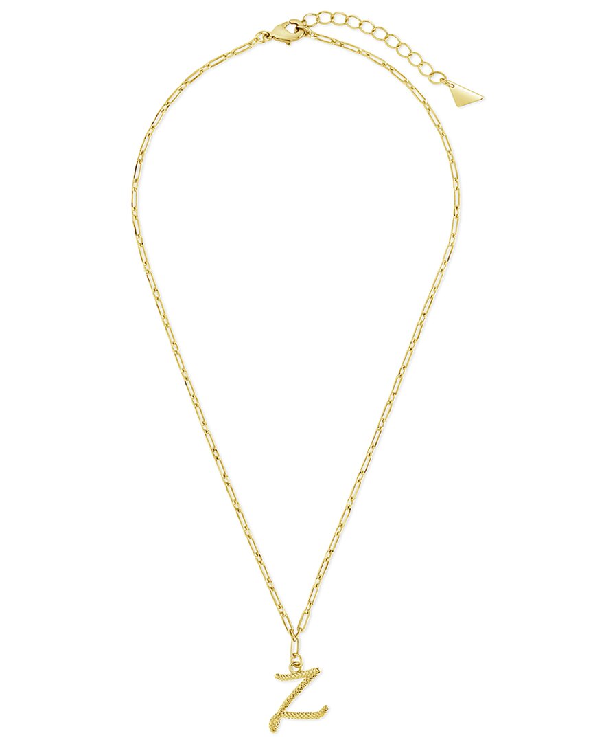 Sterling Forever 14k Plated Textured Initial Charm Necklace