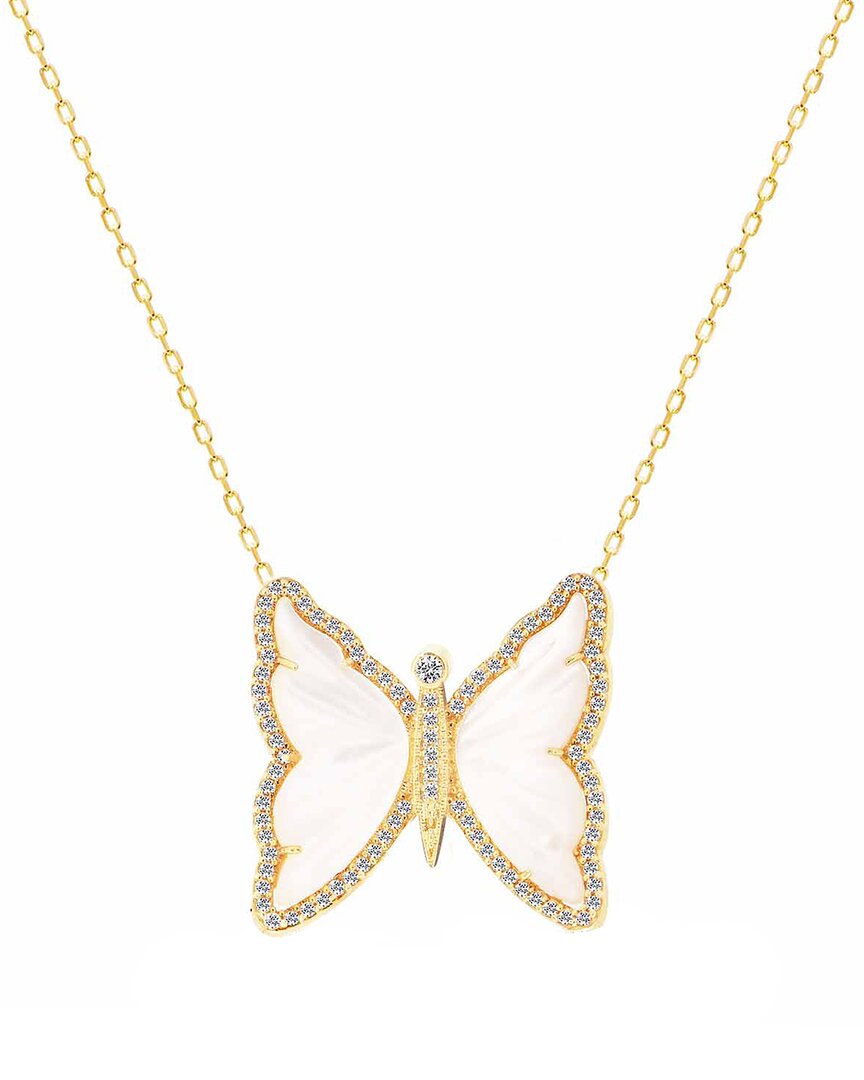 Gabi Rielle 14k Over Silver Cz Butterfly Dreams Necklace