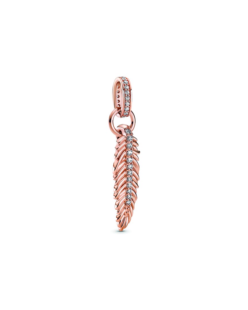 Shop Pandora Moments 14k Rose Gold Plated Cz Feather Dangle Charm