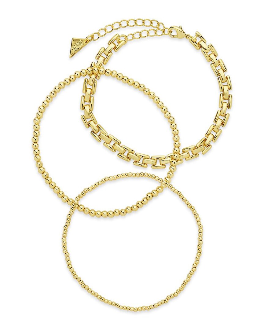 Sterling Forever 14k Plated Set Of 3 Bead Bracelets