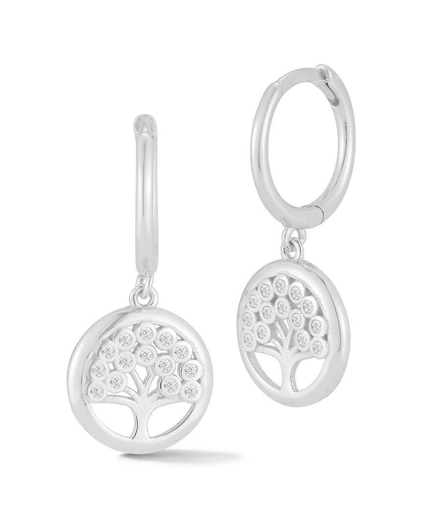 Glaze Jewelry Silver Diamond Cz Tree Of Life Hoops