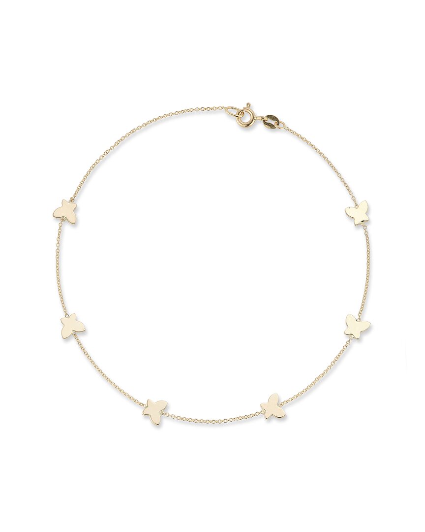 Ember Fine Jewelry 14k Yellow Gold Butterfly Station Chain Anklet