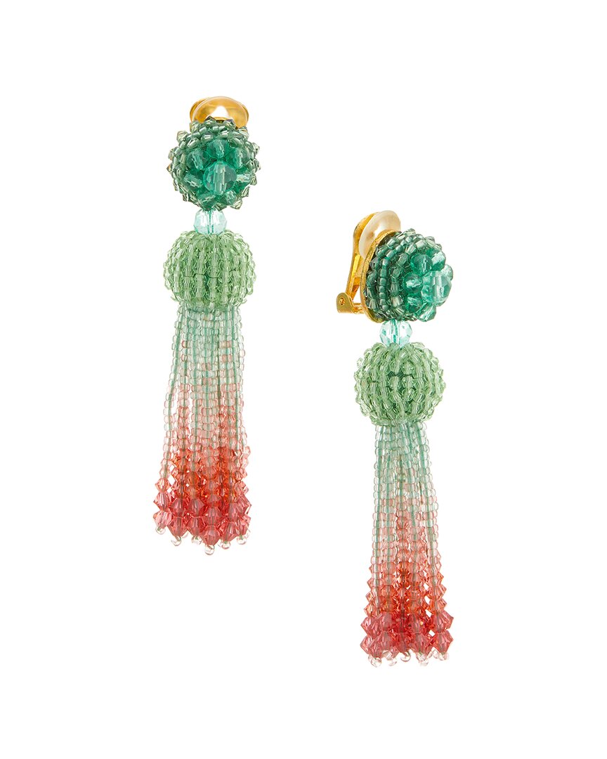 Oscar De La Renta Degrade Tassel Earrings In Green