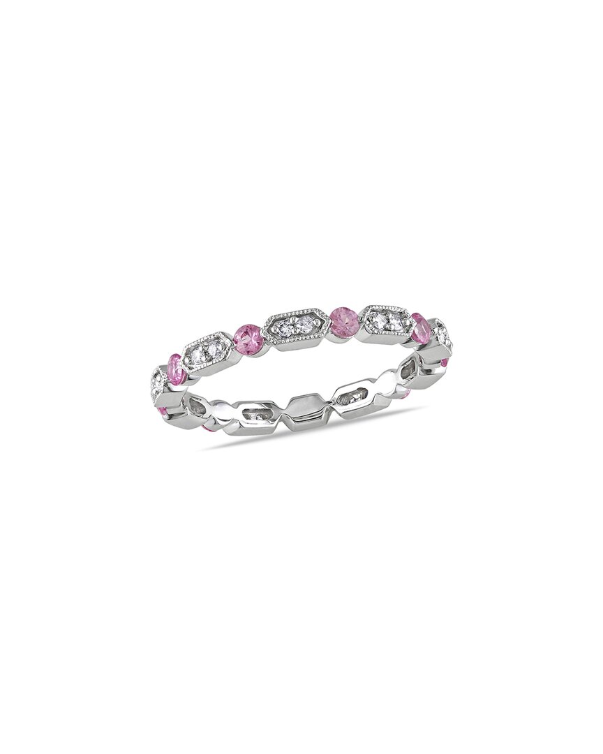 Rina Limor 14k 0.64 Ct. Tw. Diamond & Pink Sapphire Eternity Ring