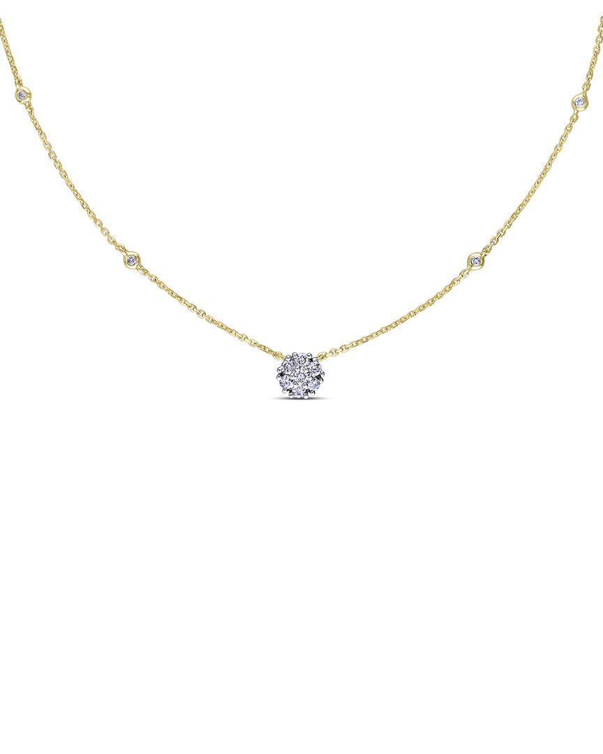 Rina Limor 14k 0.33 Ct. Tw. Diamond Cluster Pendant Necklace