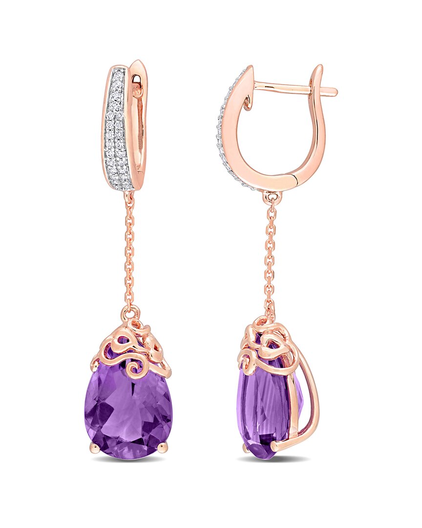 Rina Limor 14k Rose Gold 9.76 Ct. Tw. Diamond & Amethyst Clip-on Earrings