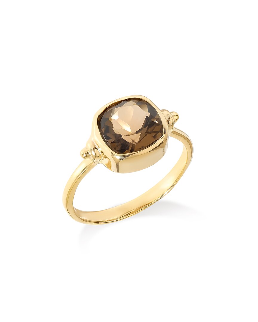 Tiramisu 14k Over Silver 2.05 Ct. Tw. Smoky Quartz Solitaire Ring In Gold