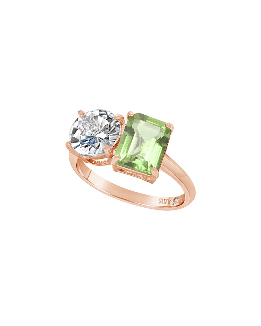 Suzy Levian Rose Gold Over Silver 5.00 Ct. Tw. Gemstone Toi Et Moi Ring
