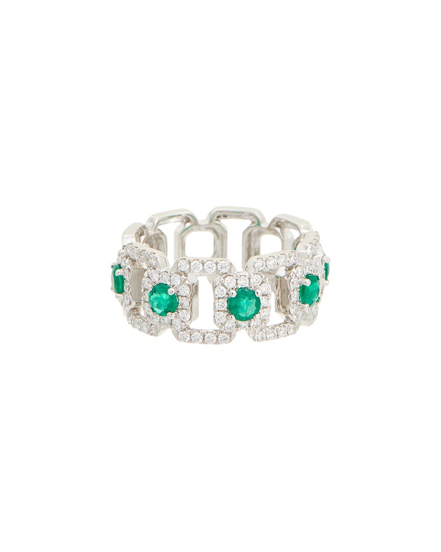 MAITRE DE DIAMANT MAITRE DE DIAMANT 18K 1.34 CT. TW. DIAMOND & GREEN SAPPHIRE RING