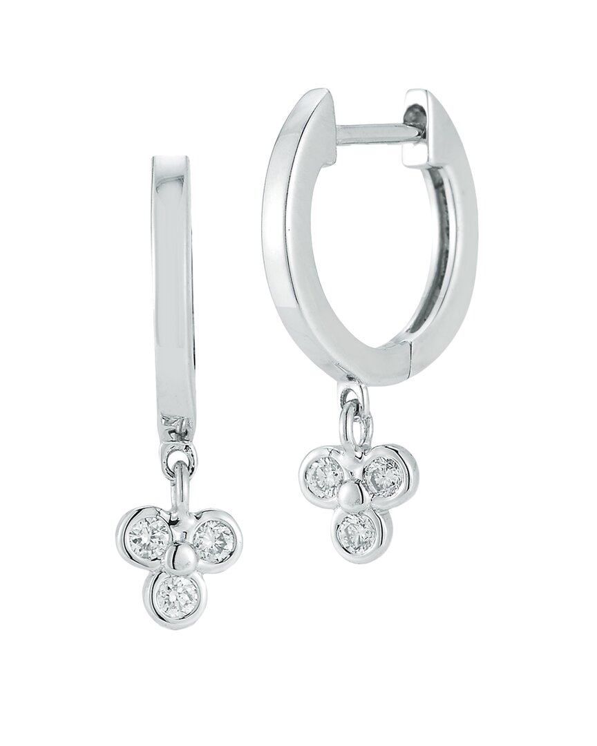 Nephora 14k 0.08 Ct. Tw. Diamond Dangle Huggie Earrings In Metallic