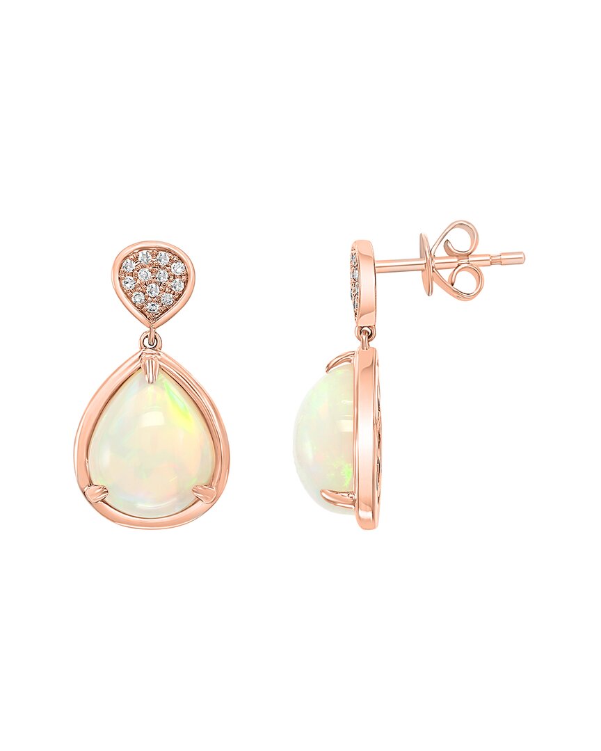 Effy Fine Jewelry 14k Rose Gold 6.44 Ct. Tw. Diamond & Ethiopian Opal Earring In Multi