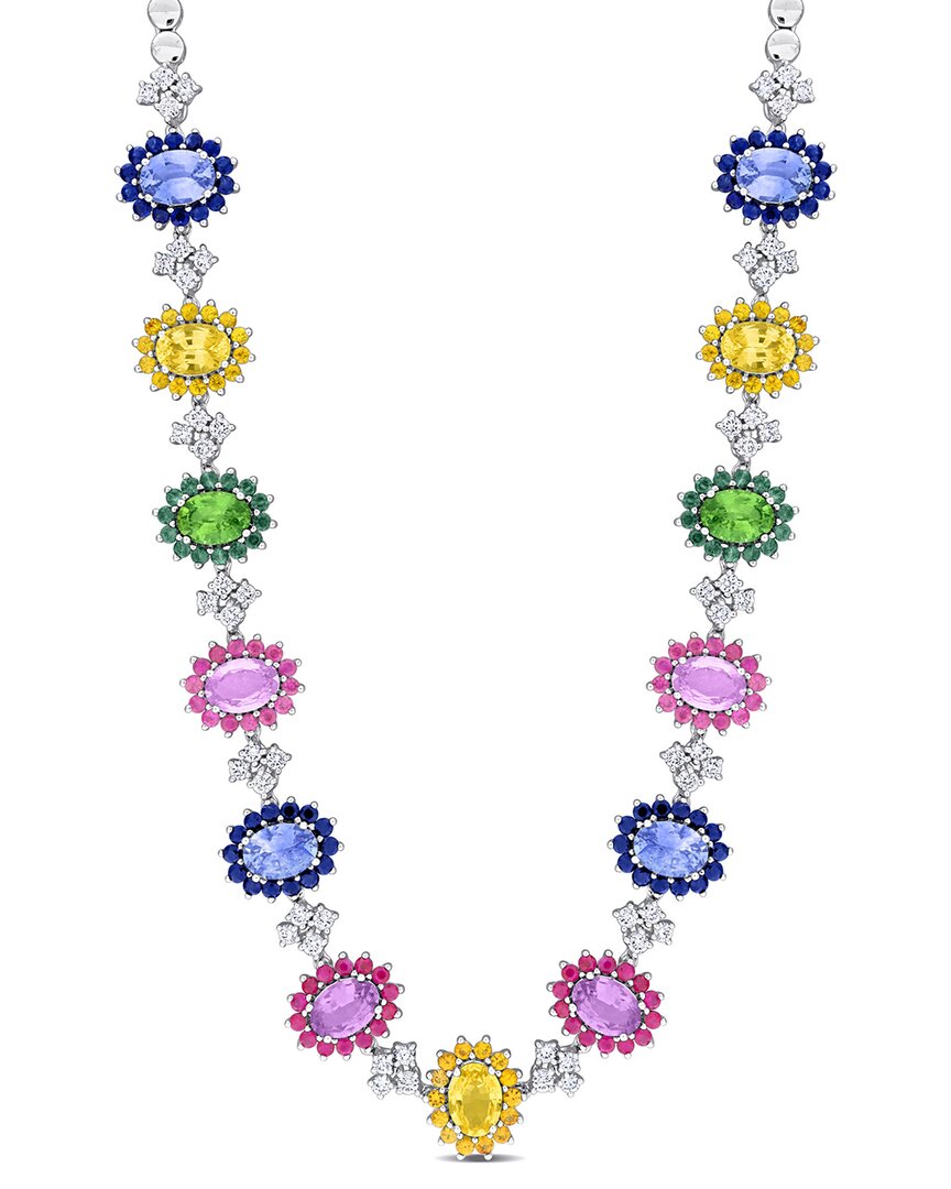 Rina Limor 14k 59.90 Ct. Tw. Diamond & Yellow Sapphire Multicolor Necklace