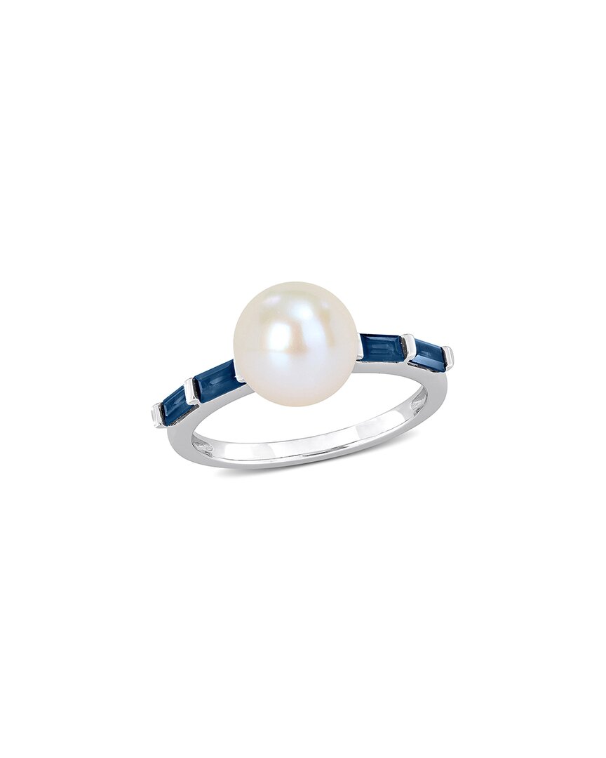Shop Rina Limor 10k 0.72 Ct. Tw. Sapphire & 8-8.5mmmm Pearl Ring