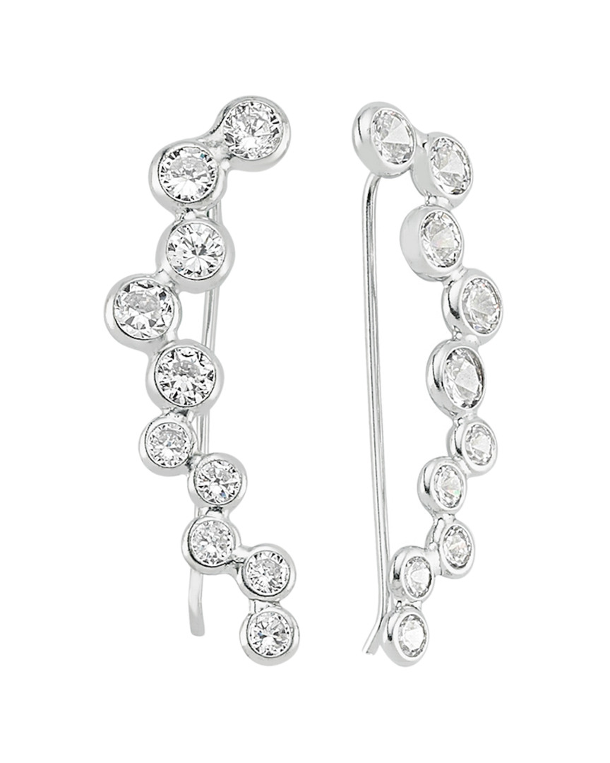 Amorium 18k Over Silver Cz Bubble Ear Cuffs In Metallic