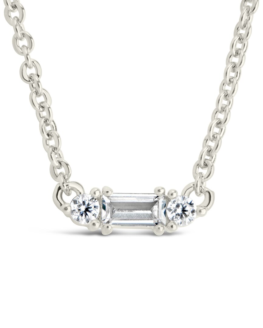 Sterling Forever Rhodium Plated Cz Clear Amara Pendant Necklace
