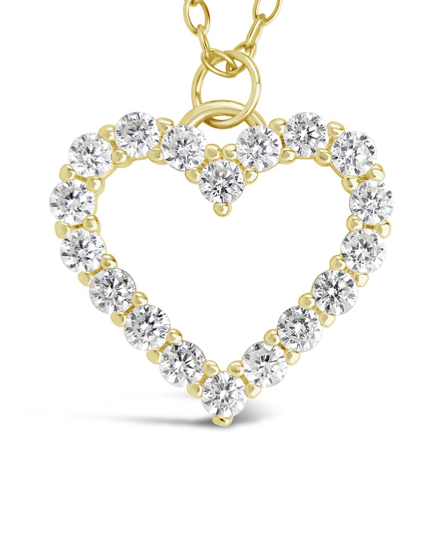 Sterling Forever 14k Over Silver Cz Outline Heart Pendant Necklace