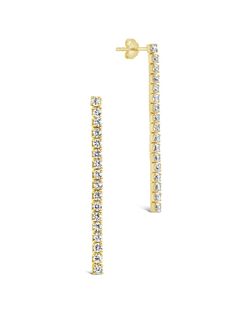 Sterling Forever 14k Over Silver Cz Linear Drop Earrings