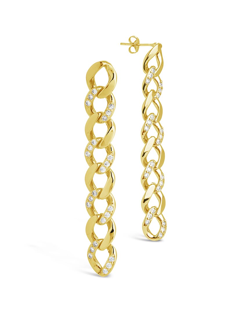 Sterling Forever 14k Plated Cz Cuban Chain Link Drop Earrings