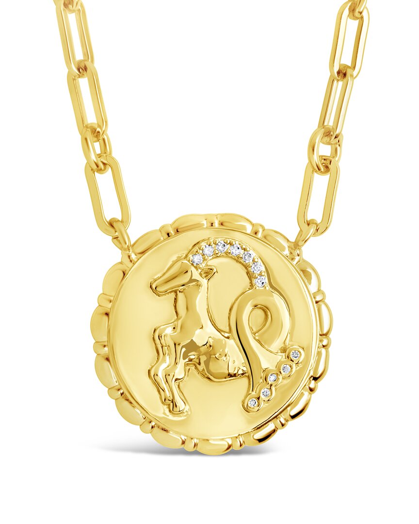 Sterling Forever 14k Plated Cz Bold Link Capricorn Zodiac Necklace