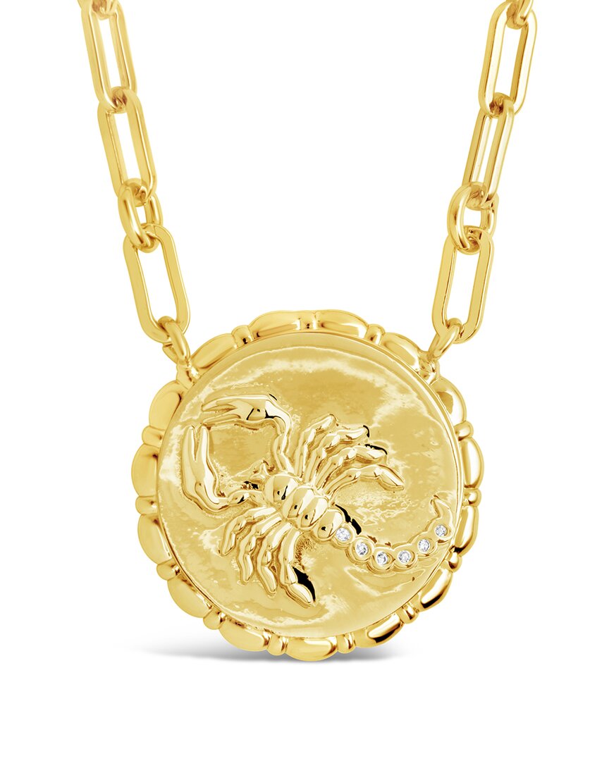 Sterling Forever 14k Plated Cz Bold Link Scorpio Zodiac Necklace