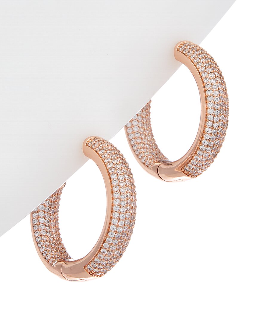 Genevive Pave Cz Plated Hoop Earrings