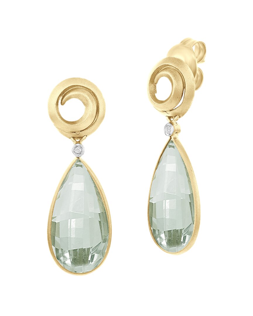 I. Reiss 14k 14.03 Ct. Tw. Diamond & Green Amethyst Earrings
