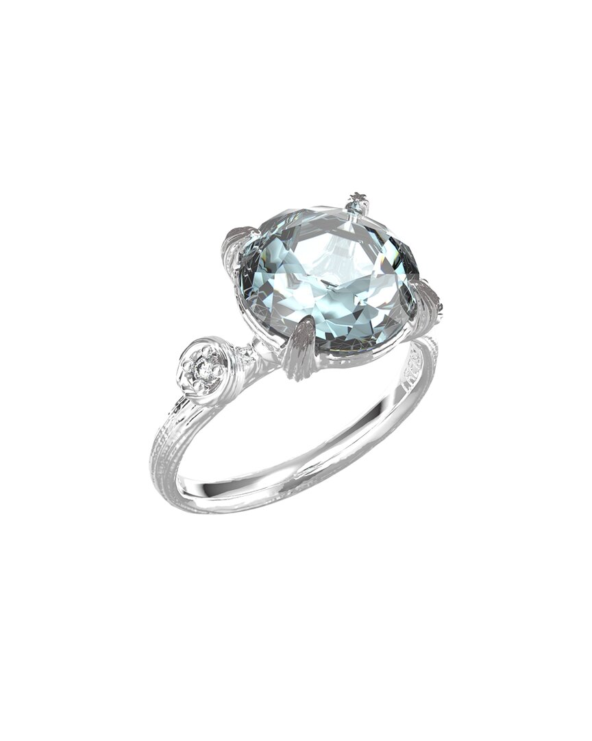 I. Reiss 14k 4.30 Ct. Tw. Diamond & Blue Topaz Cocktail Ring In Metallic