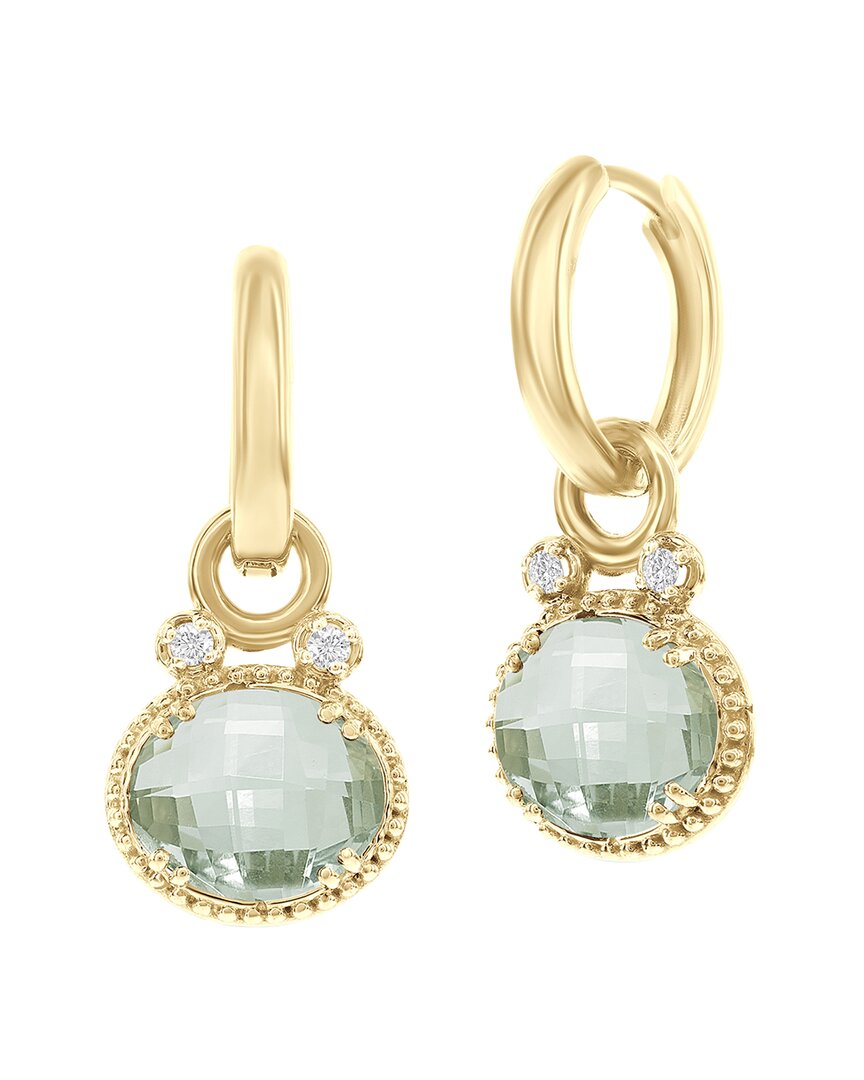 I. Reiss 14k 5.10 Ct. Tw. Diamond & Green Amethyst Earrings In Gold