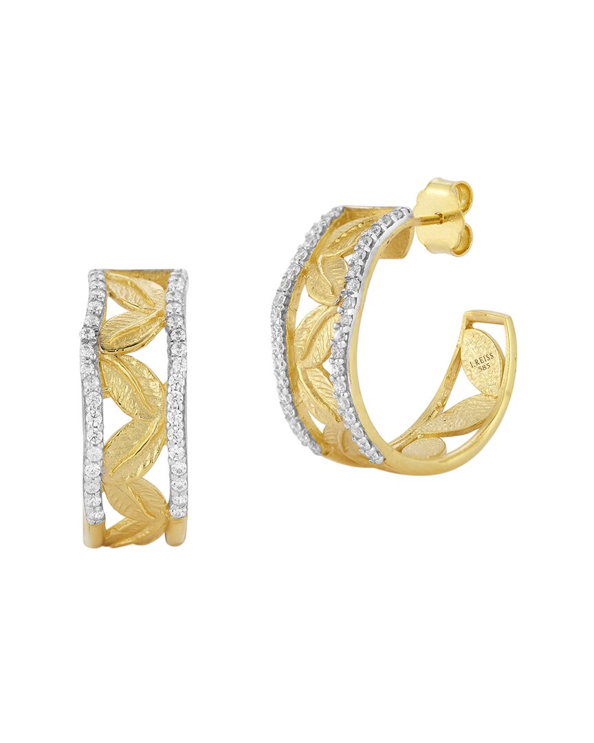 Shop I. Reiss 14k 0.43 Ct. Tw. Diamond Vine Leaf Hoops