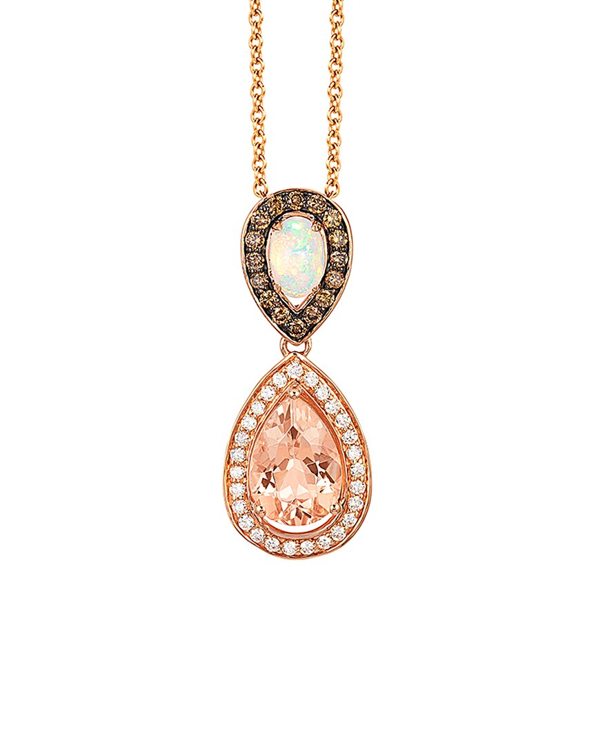 Le Vian 14k Rose Gold 1.98 Ct. Tw. Diamond & Peach Morganite Pendant Necklace