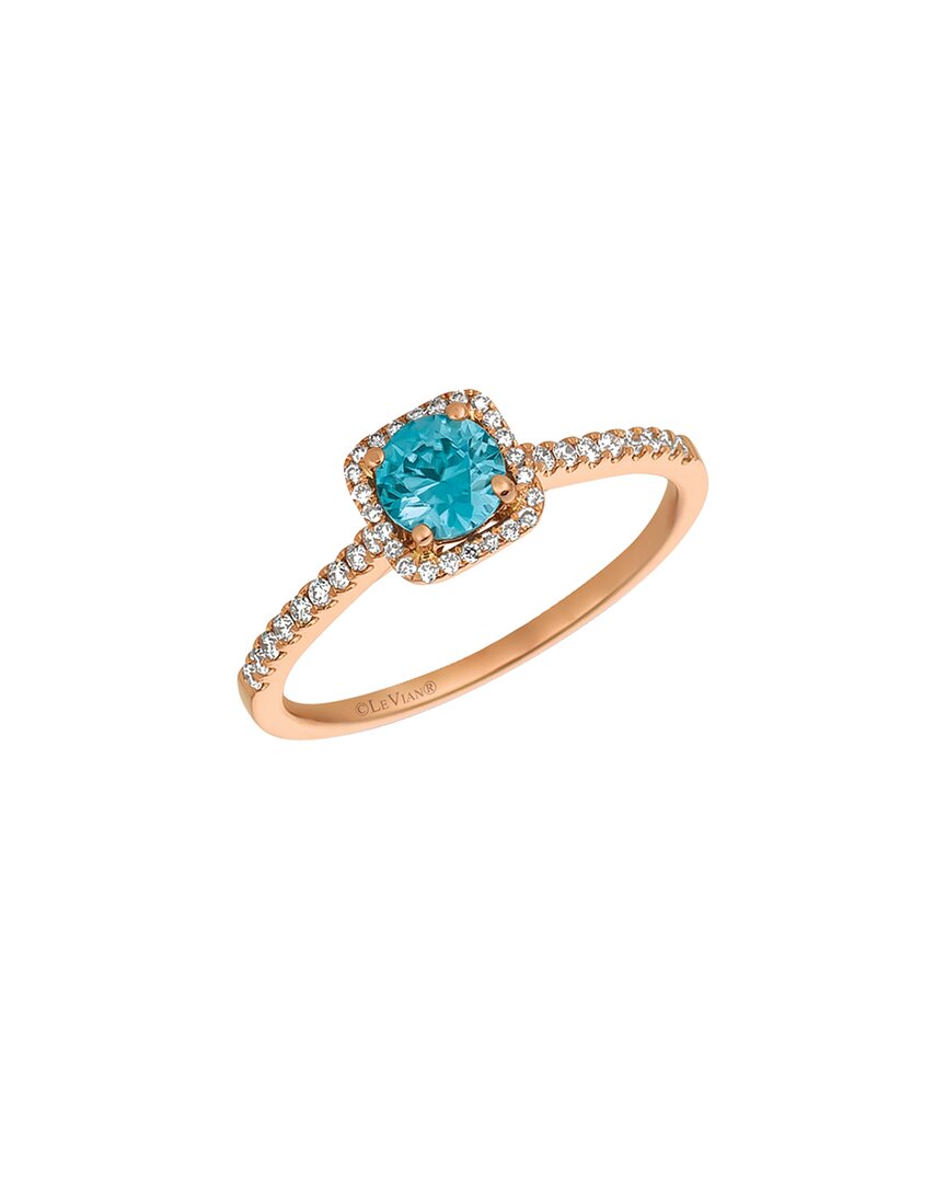 Le Vian ® 14k Strawberry Gold 0.17 Ct. Tw. Diamond & Blue Zircon Ring
