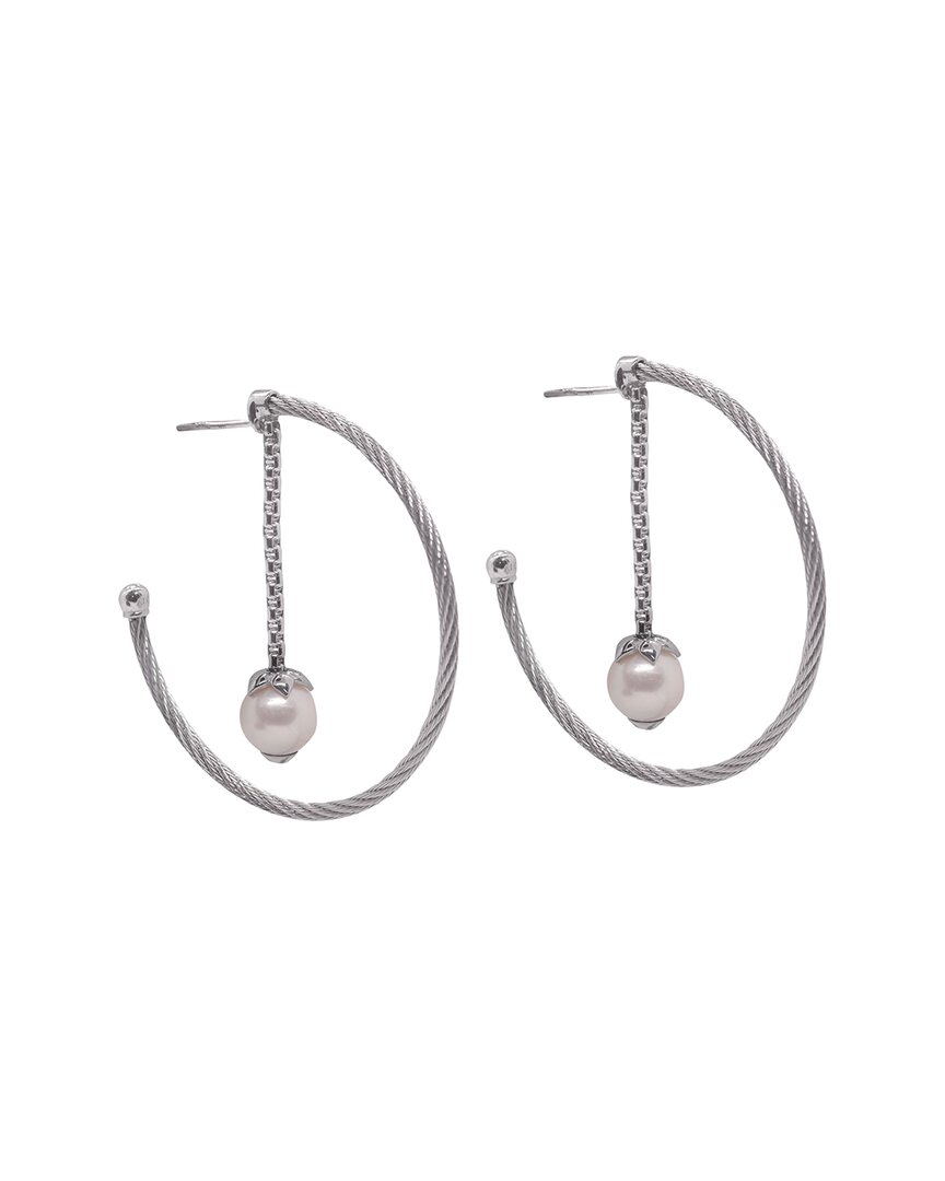 Alor Classique 18k Pearl Cable Earrings In Metallic