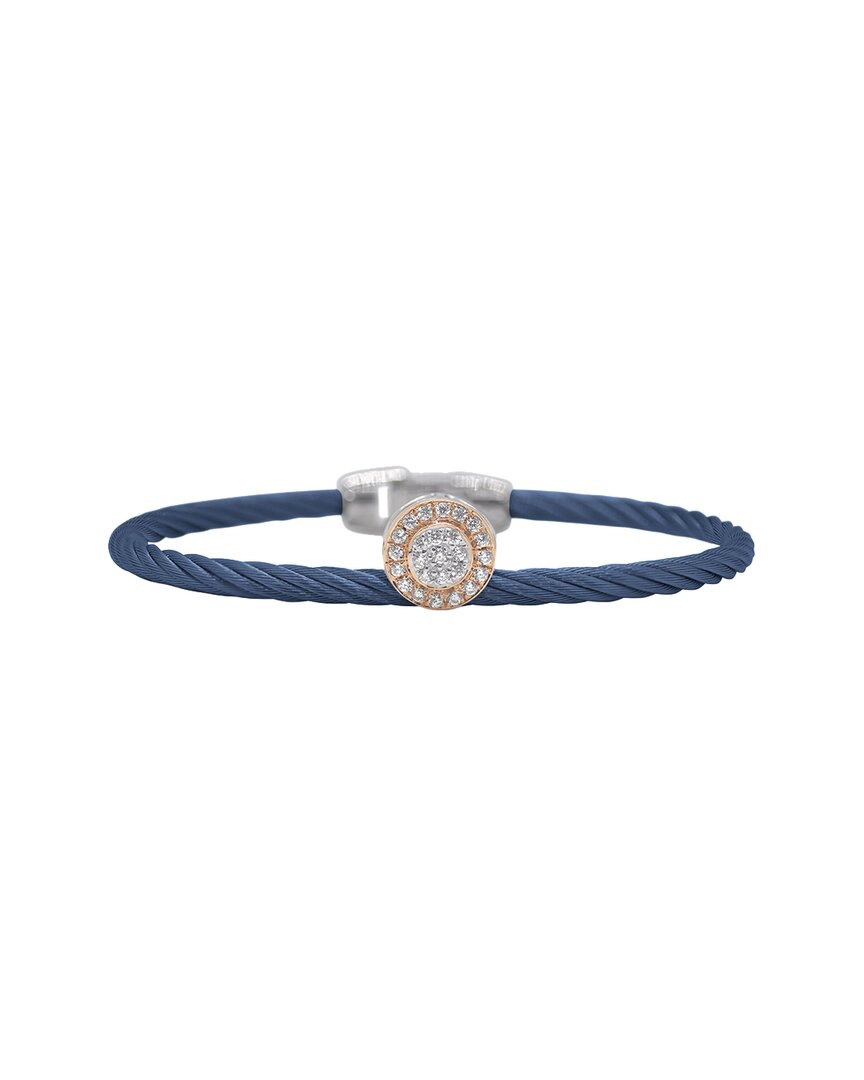 Shop Alor Classique 18k Rose Gold 0.16 Ct. Tw. Diamond Cable Bangle Bracelet