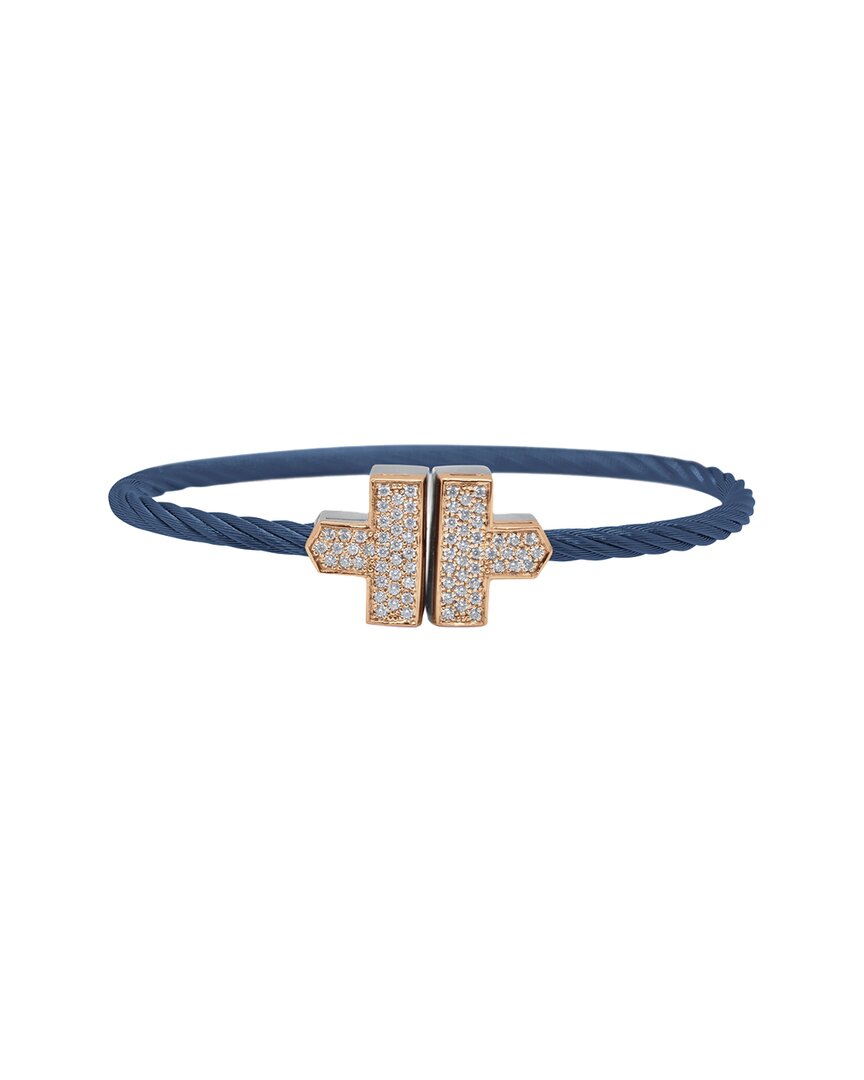 Alor Classique 18k Rose Gold 0.36 Ct. Tw. Diamond Cable Bangle Bracelet In Black